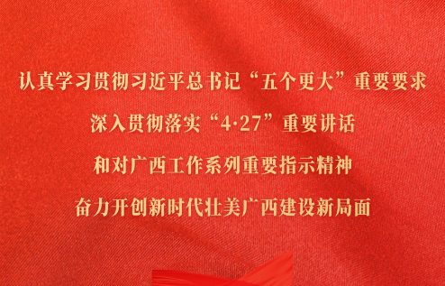 認真學習貫徹習近平總書記“五個更大”重要要求，深入貫徹落實“4·27”重要講話和對廣西工作系列重要指示精神，奮力開創新時代壯美廣西建設新局面